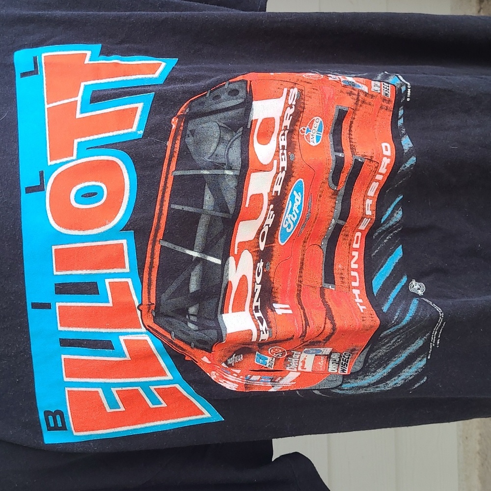 BILL ELLIOT Bud King‎ of Beers Nascar Black Red Cotton Mens T Shirt 2XL VTG 90s - Picture 2 of 9